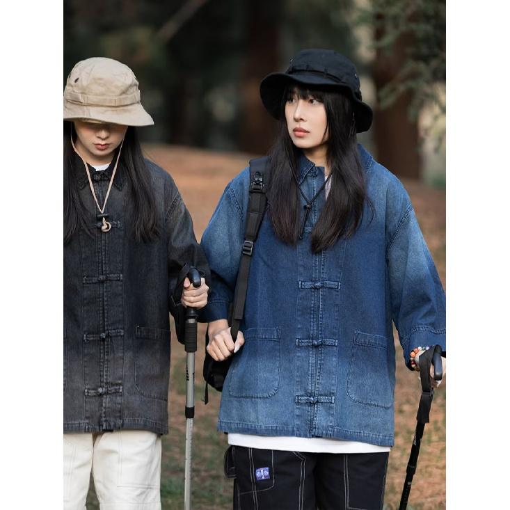 Retro Denim Workwear Short Sleeved Shirt, Men'S And Women'S Summer Fashion Brand, Japanese Retro Half Sleeved Trend, Cool And Loose Shirt