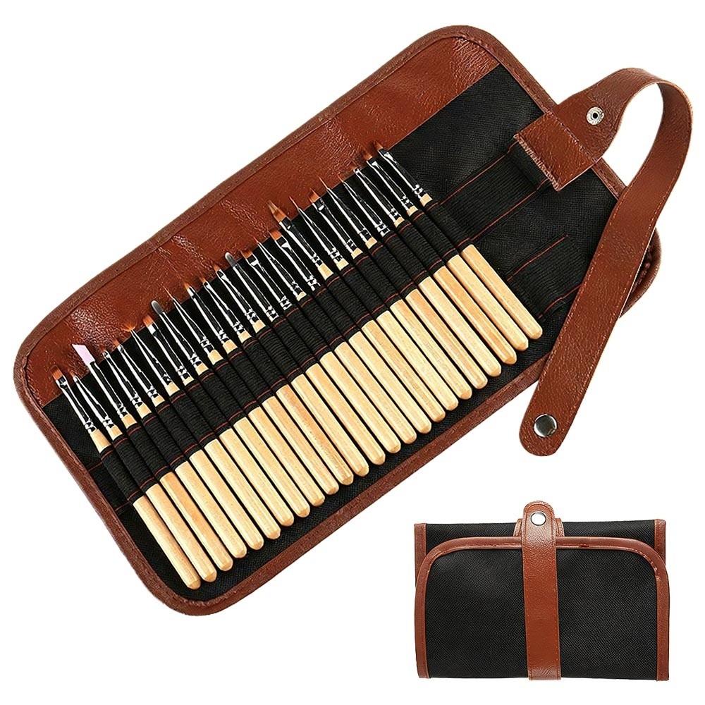 New 25 Holes Nail Art Tool Storage Large Capacity Leather Canvas Light Pen Storage Foldable Pencil Case