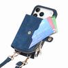 For iPhone 17 Pro PU Leather Phone Back Cover with Zipper Card Holder and Long Strap
