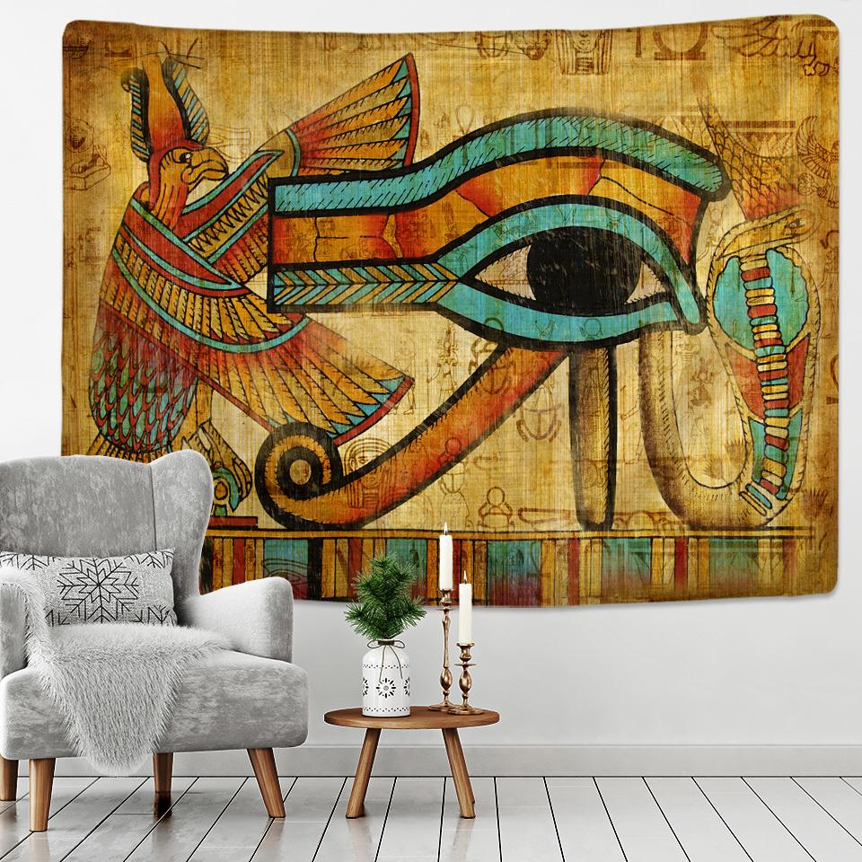 Golden Ancient Egypt Tapestry Wall Hanging Old Culture Printed Hippie Egyptian Tapestries Wall Cloth Home Decor Vintage Tapestry