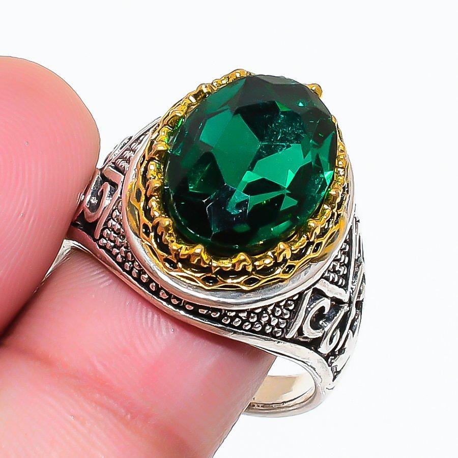 Natural Diopside Gemstone Handmade 925 Sterling Silver Jewelry Ring Size 10 RR-414