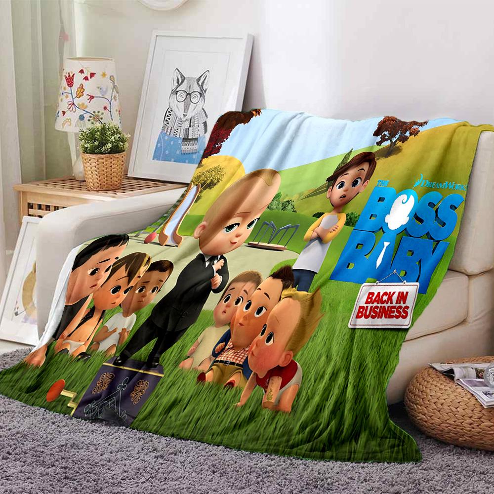1pz Coperta in Flanella Baby Boss Ritorna, Coperta in Peluche Calda Ultra Morbida per Casa Camera da Letto Letto Divano Copertura Campeggio Picnic Regalo Y72422