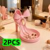 2-Piece Set of High-Heeled Shoe Bow-Shaped Ornament Storage Trays, 3D Printed Ornaments, Pink Desktop Storage Box, Shoe Display Rack, Jewelry Storage 