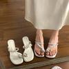 Fashion Shoes Slippers Women Summer Glitter Slides Fashion Square Heel Pantofle Jelly Luxury Block 2025 Crystal Shoes Woman 2025 Slipper