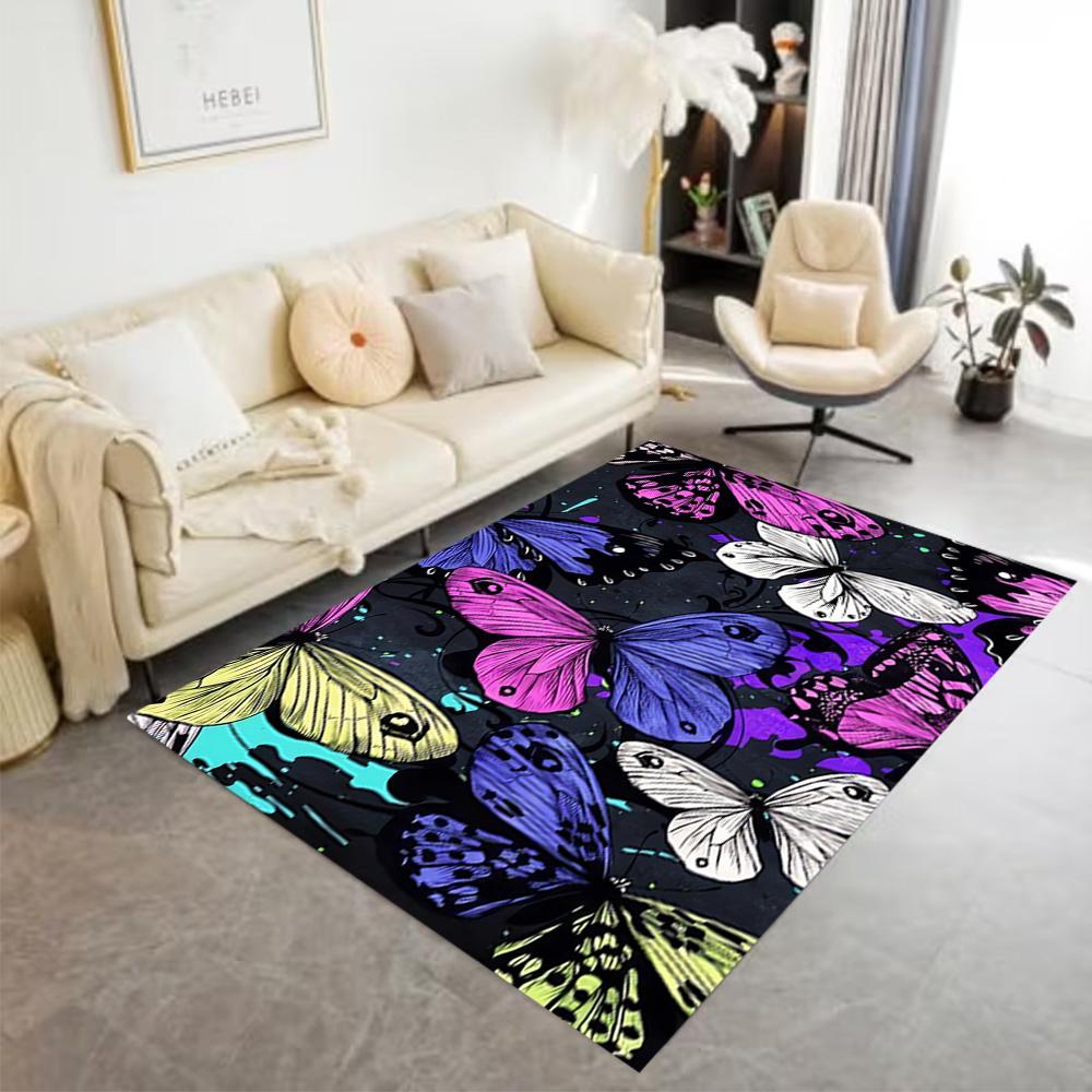 1pc Butterfly Design Home Carpet Non-slip Office Decor Gift Living Room Bedroom