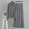 Womens Casual Knit Zip Cardigan Wide Leg Pants Two Piece Set