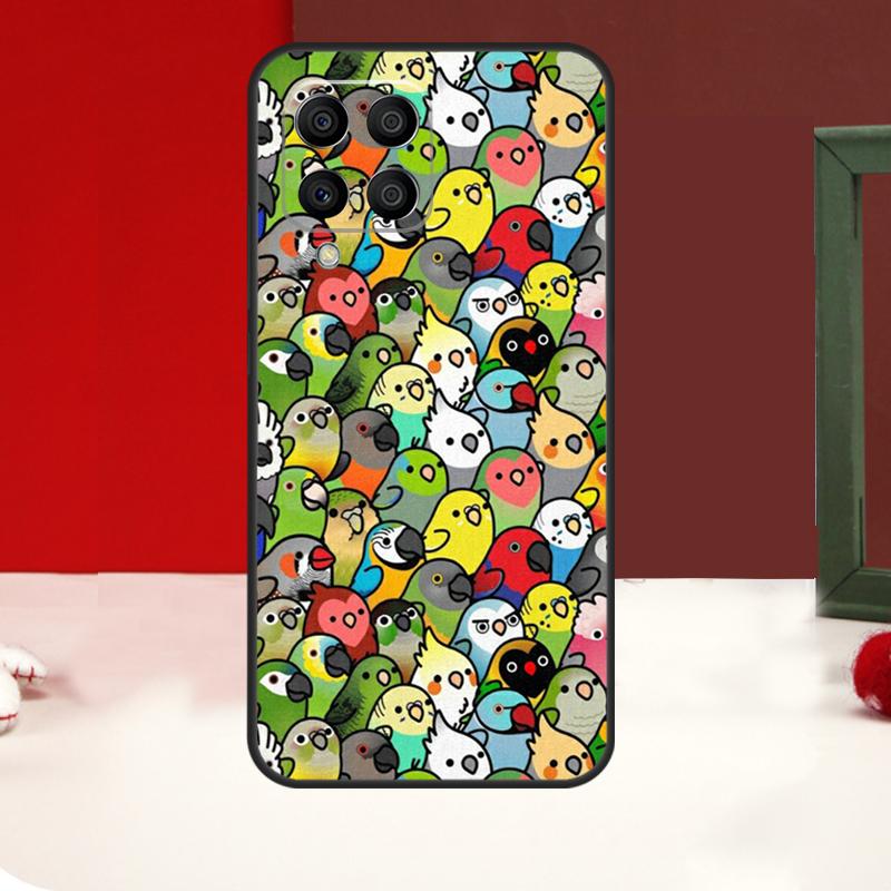 Cartoon Cockatiel Collage Case For Samsung Galaxy M53 M33 M13 M12 M32 M52 M06 M16 M36 M56 M15 M55 M31 M14 M35 M34 M54