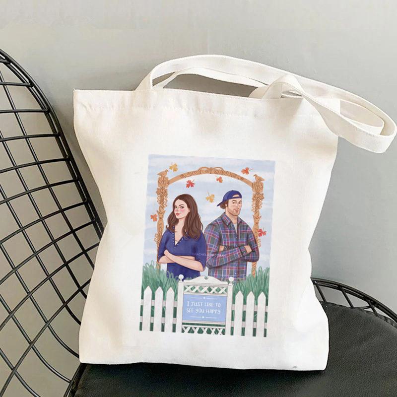 Shopper Gilmore Girls Luke's Printed Tote Geantă Femei Harajuku Shopper Geantă de mână Geanta de umăr Geantă de cumpărături Lady Canvas Bag