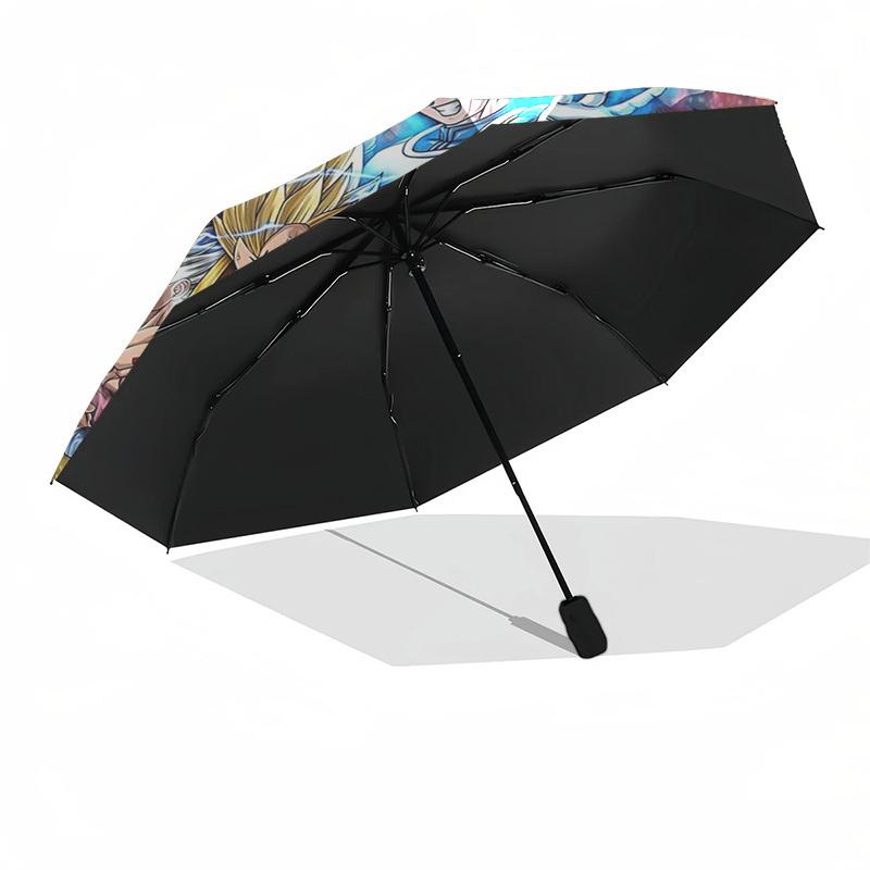 1pc Dragon Ball Z Vegeta Goku Saiyan Outdoor Umbrella - Automatic Opening/Closing, Portable 3-Fold Design with 8-Rib Iron Frame - Perfect Gift for Fan