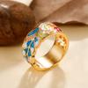 New Newly Designed Colored Enamel Women Rings for Party Aesthetic Pattern  Luxury Gold Color  Fancy Gift Fashion Jewelry