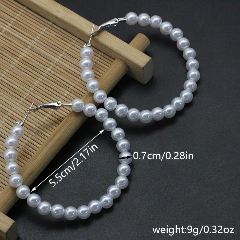 Charming Faux Pearl Hoop Earrings Stylish Dazzling Jewelry for Parties Chic Design Ideal Holiday Birthday Gift for Women