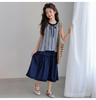 New Korean plaid sleeveless top and skirt for girls' summer outfit, stylish and fashionable two-piece set for children