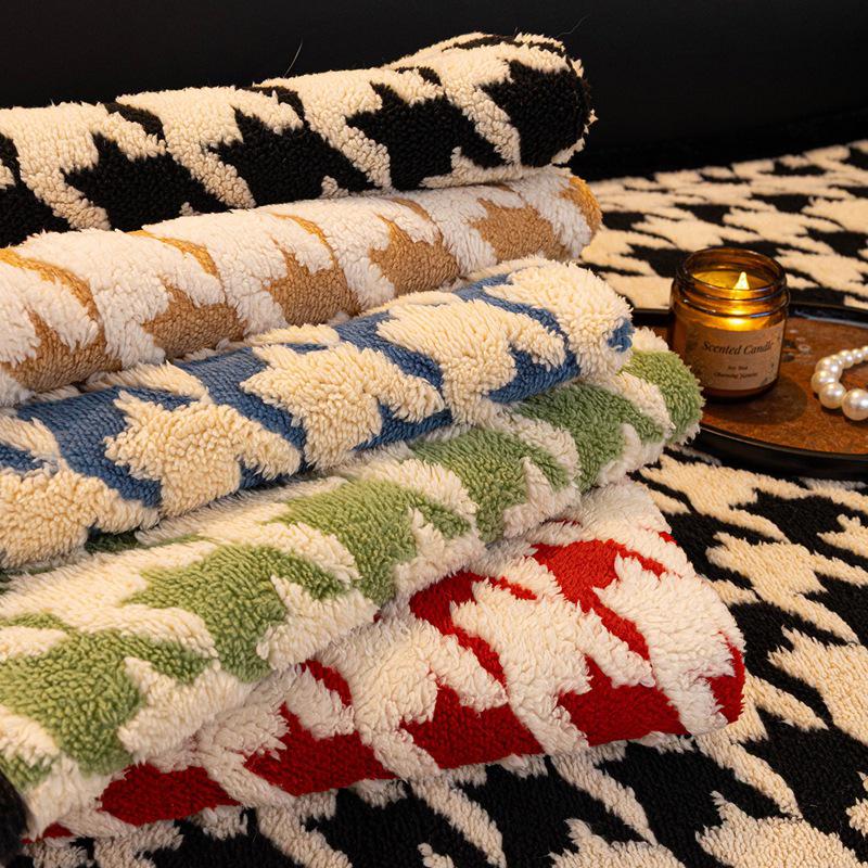 High-End Fluffy Houndstooth Patchwork Sofa Cushion - Non-Slip Seat Cover 2026