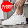 New Men Fashion Elevator Shoes Premium Leather Invisible Height Increase 6/8/10CM White Sneakers Cortex Heightening Casual Shoes