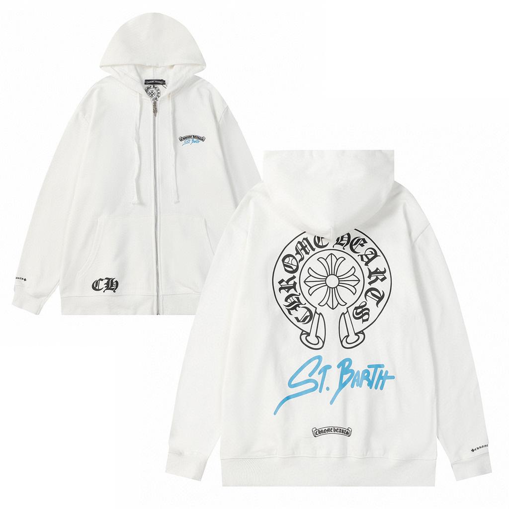 829 CHROME HEARTS Outono e Inverno 2026 Novo Tamanho Grande Estilo Clássico Logo Zíper Moletom com Capuz, Adequado para Casais Usarem