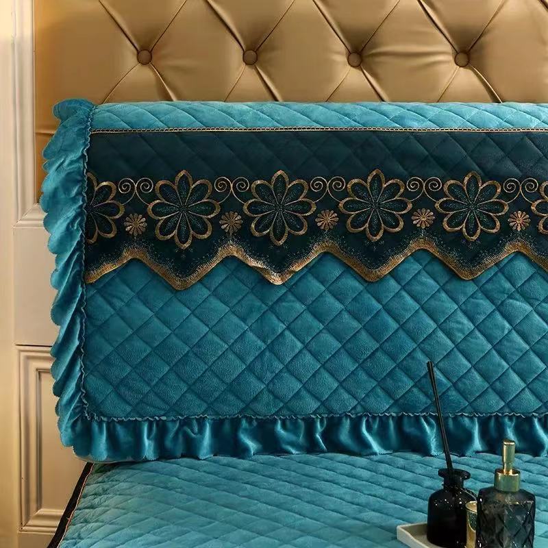 Короткий плюшевый стеганый чехол на изголовье «все включено» кружевной чехол на голову — фото 5