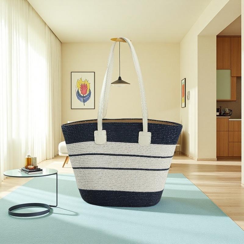 Strohtasche Damen Sommerwind neu Strand Meerseite Outdoor Urlaub Großraum Schultertasche