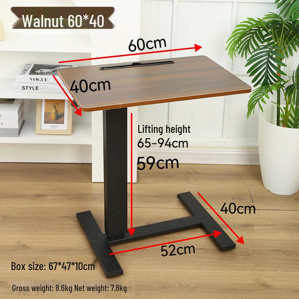 Adjustable Double-Sided Folding Bedside Table with Pneumatic Lift for Sofa or Office Use