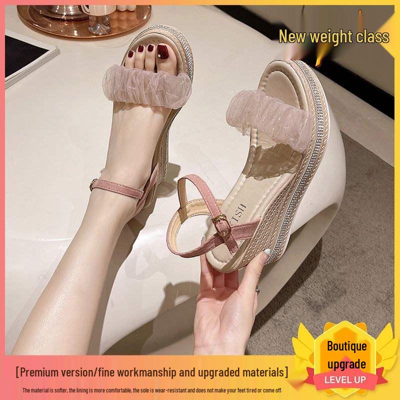 

Нишевые женские босоножки-клинья в сказочном стиле, лето 2025 - Римский дизайн с толстой подошвой и ремешком 55