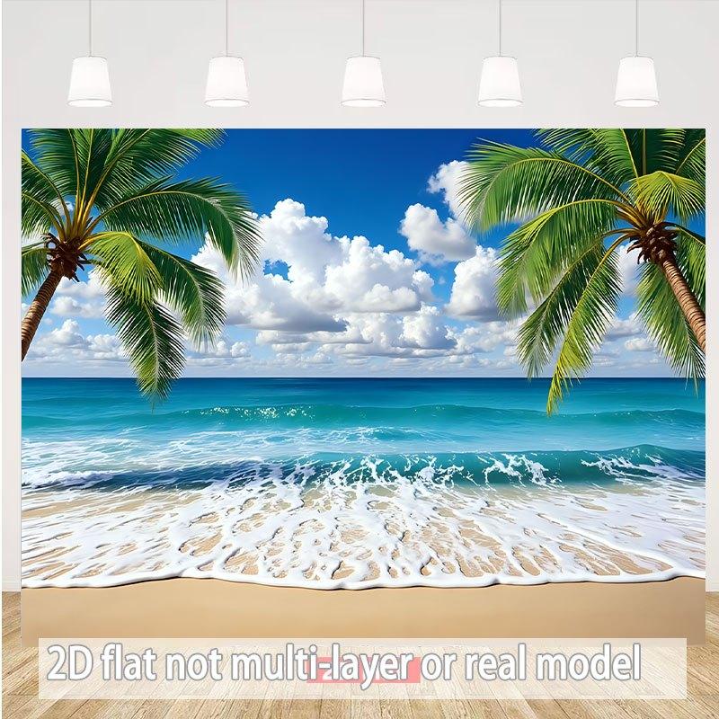 Tropischer Strand Wandteppich Polyester Wandbehang Meeres-Wandbild Paradies Palmen Dekoration für Zuhause Wohnzimmer Sommerurlaub Kunstwerk