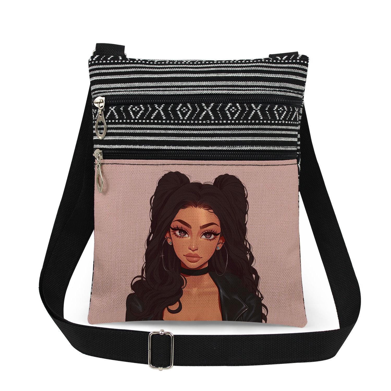 1PC Black girl Print Tote Bags Women Shoulder Handbags Postman Package 6904 KTB