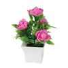 With Pots Artificial Flower Miniscape Vibrant Color Artificial Rose Bonsai Decor Set Realistic Simulated Potted Plant