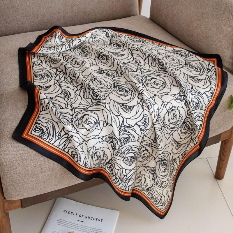 Womens Silk Scarf 65x65cm Floral Print Shawl Fashion Neckwear Office Daily Wear