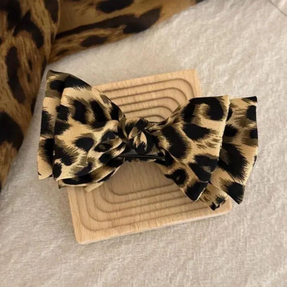 Vintage Leopard Print Hair Accessories Bow Premium Hair Clips Sweet Daily Headwear Women Trendy Hair Clips Hair Volume Clip