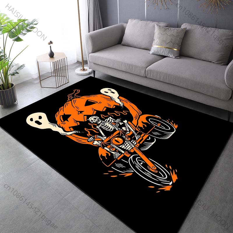 Halloween Skeleton Pumpkin Car Carpet for Living Room Bedroom Sofa Home Decor Non-slip Floor Mat Modern Rugs Holiday Gifts