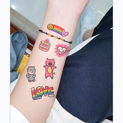 Childlike Style Strawberry Cake Love Tattoo Sticker, Sweet Sister Mini Small Pattern Arm Student Waterproof Tattoo Sticker