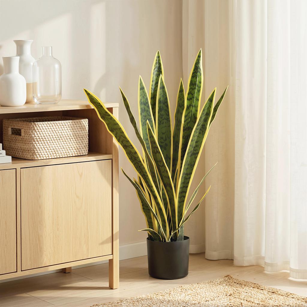 Artificial Sansevieria Plant, 77 Cm, 21 Adjustable Leaves, Pot, Green