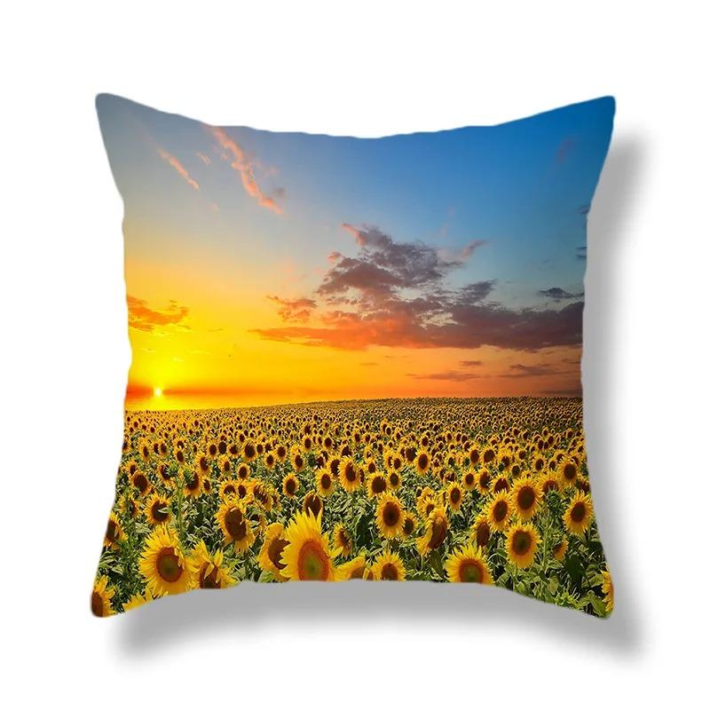 Beautiful Sunflower Field Print Pillowcase Car Ornaments Office Living Room Home Pillowcase