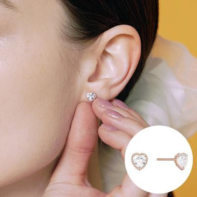 [Rosemont] Silver Heart Earrings Rc24B06J