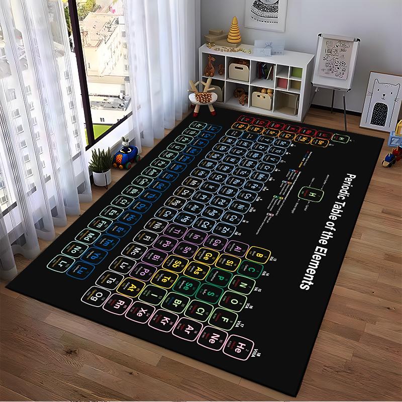 Modern Periodic Table of Elements Rug Suitable for use as an anti-slip game mat for living room and bedroom sofas