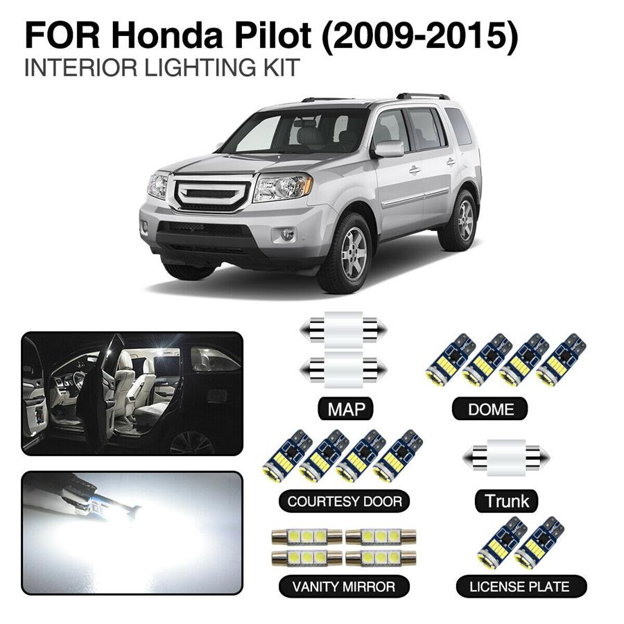 18pcs LED Lamp Bulb Car Interior Light Accessories Kit For Honda Pilot 2009-2015