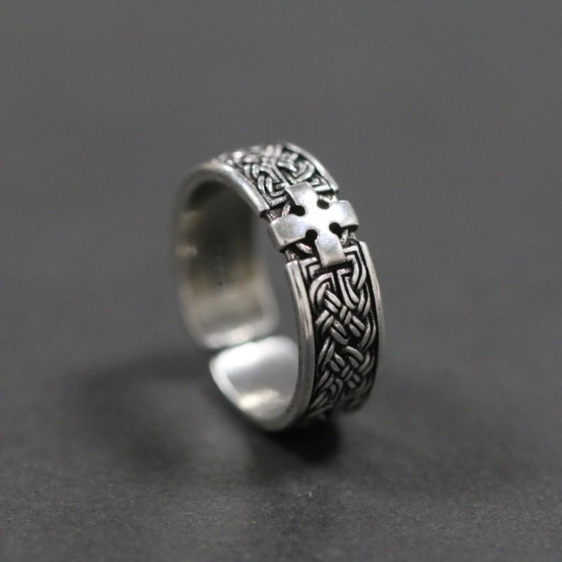 Adjustable Open Ring With Celtic Knot Design Handmade Plated Unisex Vintage Style Jewelry