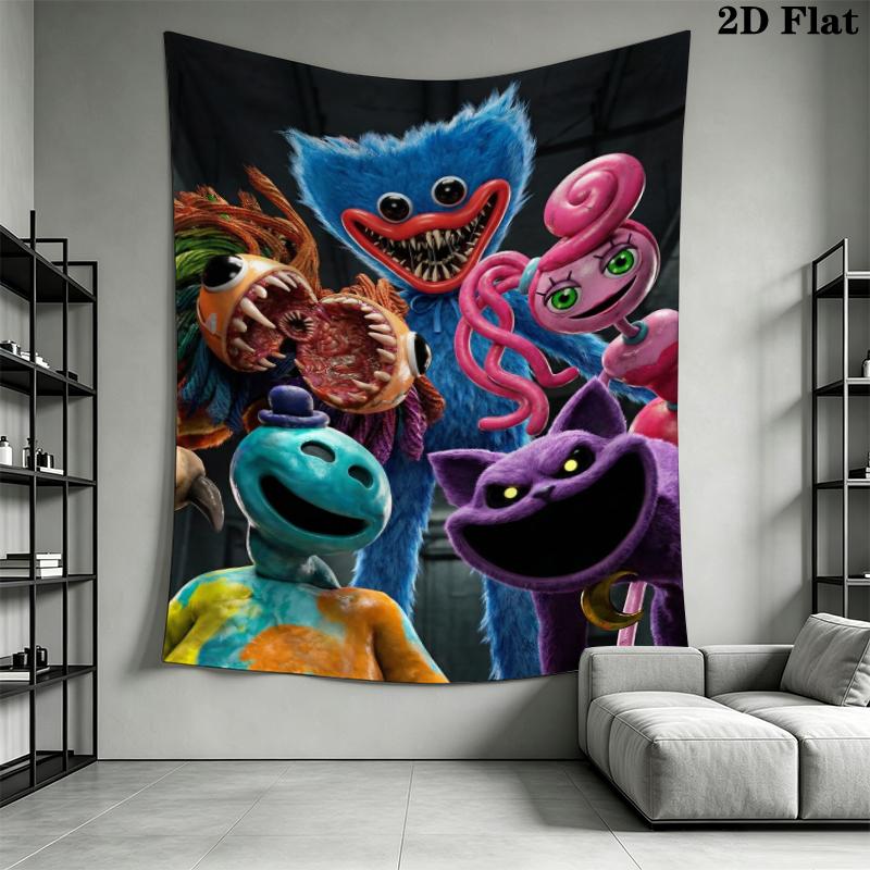 Poppy playtime Wandteppich Ästhetischer Wandbehang Bedruckter Stoffdecke Dekorative Wandteppiche für Schlafzimmer Wohnzimmer Heimdekoration