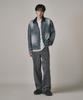 Beodeonteu Curved Cut Camo Herringbone Wide Cotton Pants [Charcoal]
