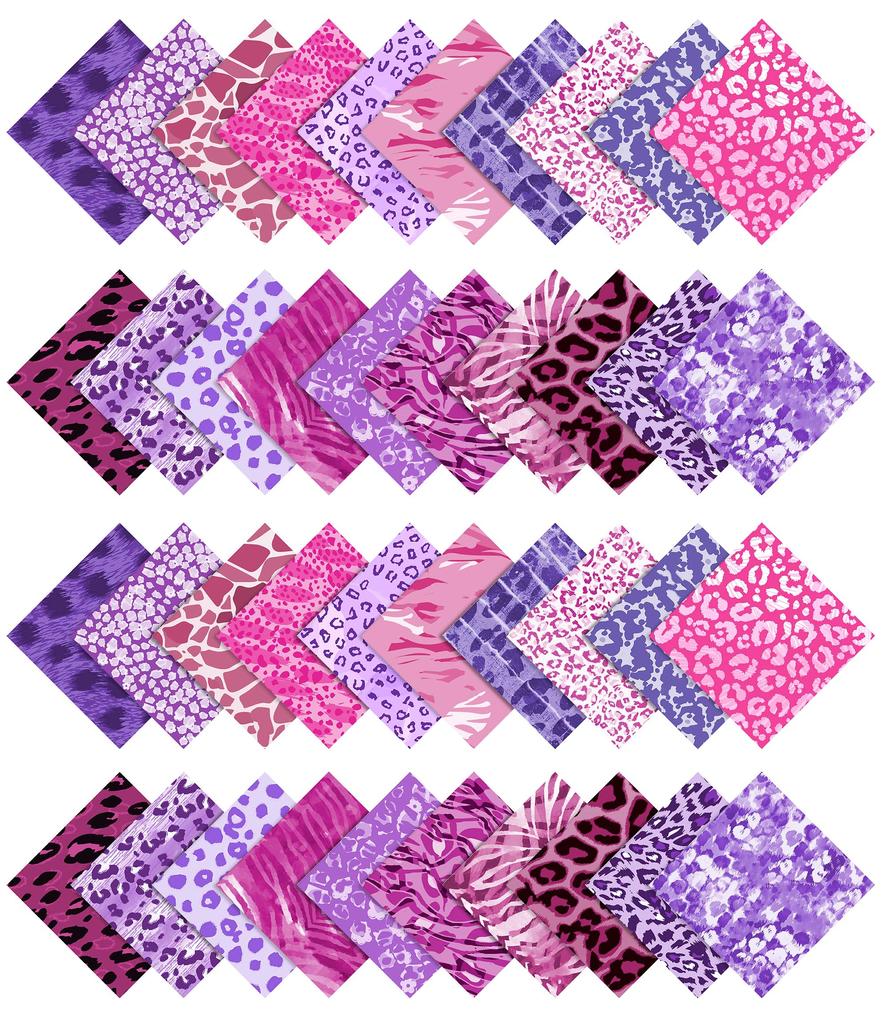 Soimoi 40 ks Bavlněné předřezané látky s potiskem zvířat na patchwork a řemesla, proužky 2,5 x 42 palců, Jelly Roll -