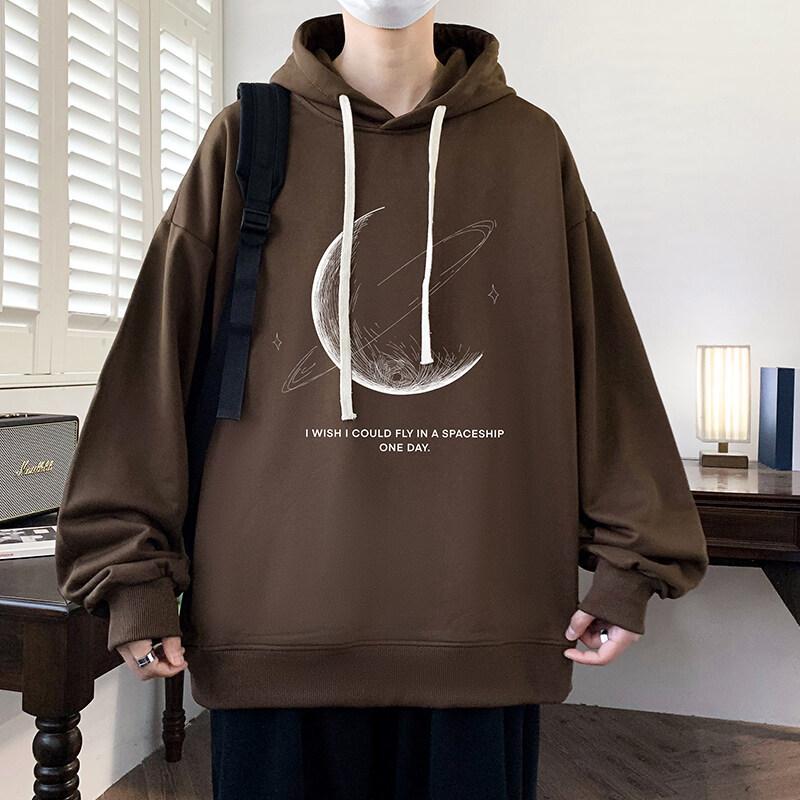 Frühlings-Übergrößen-Sweatshirt für Herren mit Kapuze, locker, für Übergewichtige, für Teenager, modisch, vielseitig, bedruckte Jacke