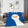 Cartoon Fun Duck Pattern Throw Lightweight 240g Flannel Blanket Soft Skin-friendly for Summer Cooling