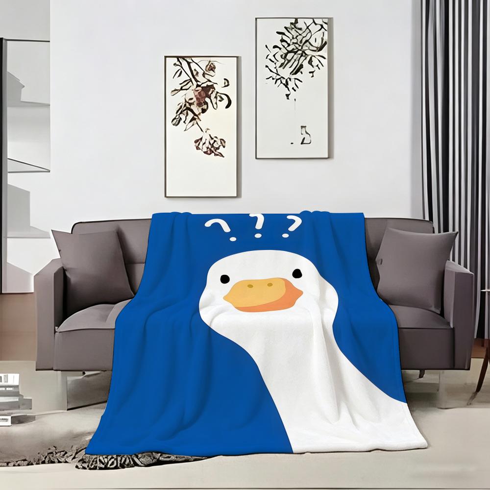 Cartoon Fun Duck Pattern Throw Lightweight 240g Flannel Blanket Soft Skin-friendly for Summer Cooling
