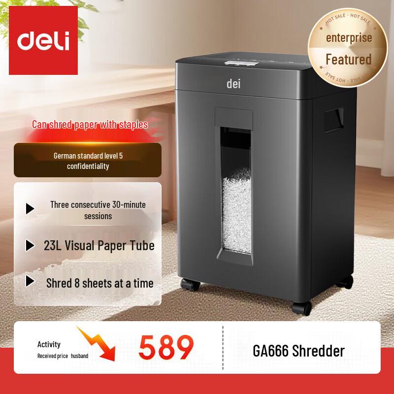 

Deli GA666 Commercial Paper Shredder CN plug (adapter included)