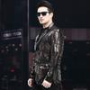 New Genuine Leather Coat Men's Sheepskin Printed Suit Coat Autumn and Winter Slim Fit Suit Collar