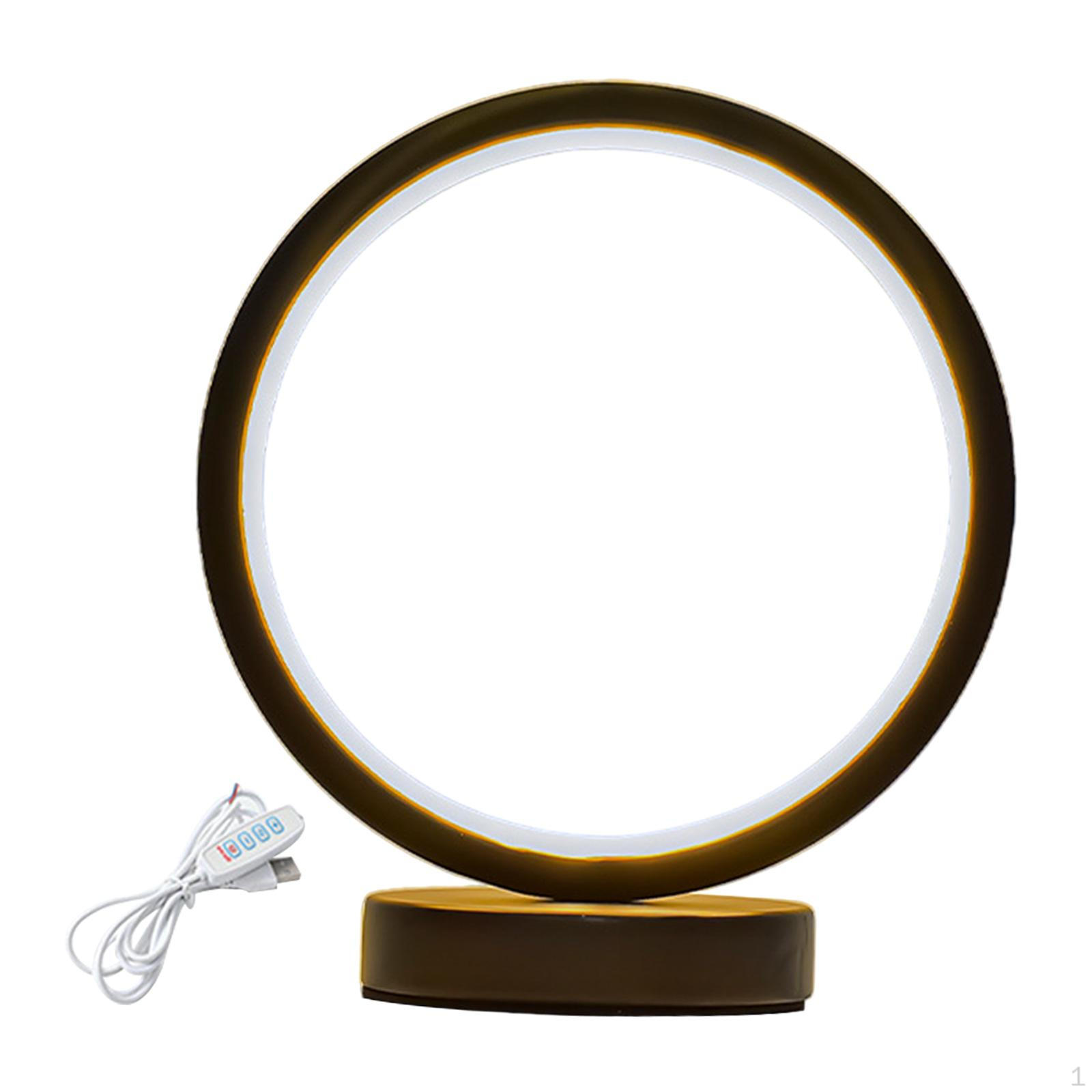 

Bedroom Table Lamp Minimalist Dimmable Desk Metal Circle Rings for Hotel чорний