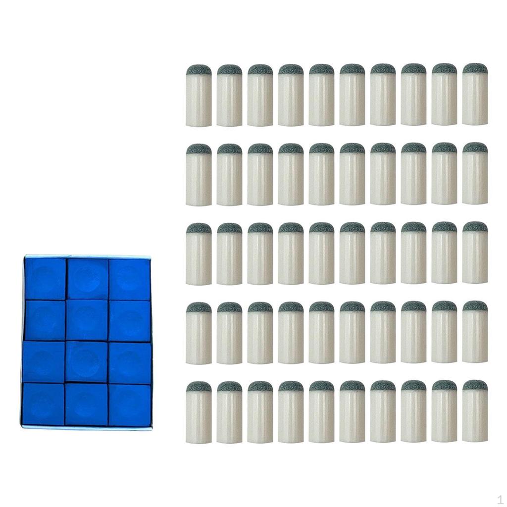 Pool Cue Tips, 50 Pieces, Easy To Install Repair with Chalk, D Tips