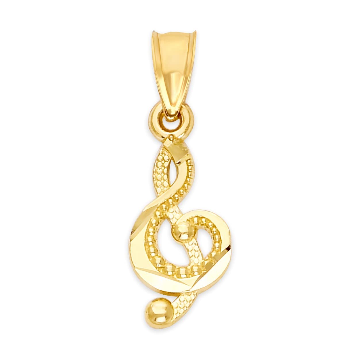 Golden Fire Gulls 14k Solid Treble Clef Pendant, Musical Note Jewelry, Gift for Musician, One Size Gold