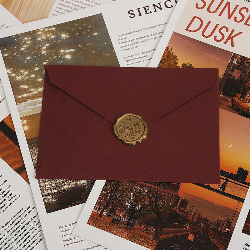 Linen-Textured Envelope Set with Wax Seal - Retro Western Specialty Paper for Love Letters Invitations Linen Envelopes