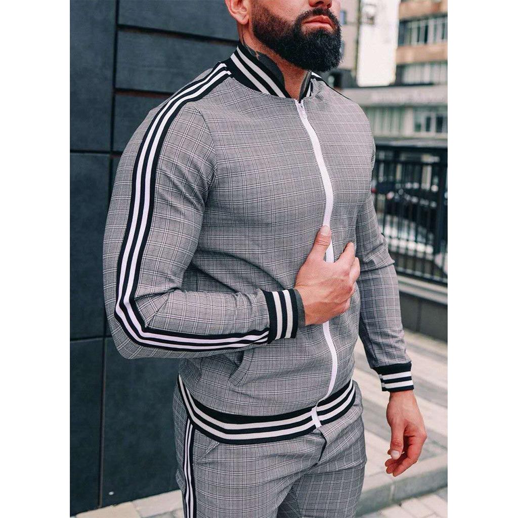 Men's Suit Casual Men's Clothing European and American Fashion Brand Large Size Sportswear Two-piece Set