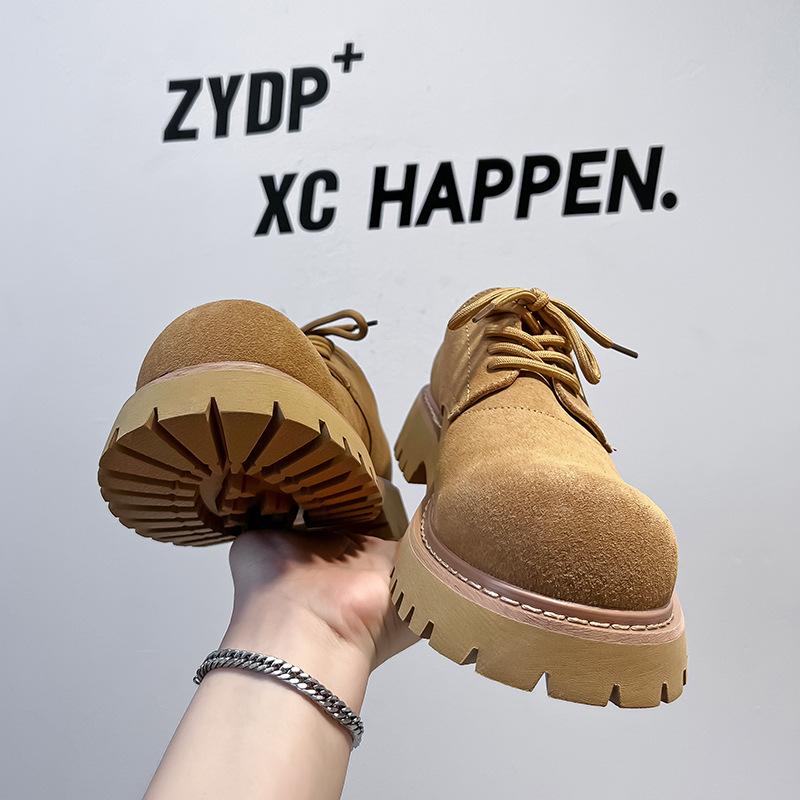 Rhubarb low-top Martin shoes 2024 British style big head thick-soled tooling shoes soft-sided leather shoes men 24288-A